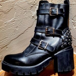 Stylish Black Buckle Ankle Boots